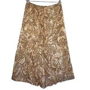 Vintage Pendleton 100% Silk Floral Midi Skirt Womens 12 Brown A-Line